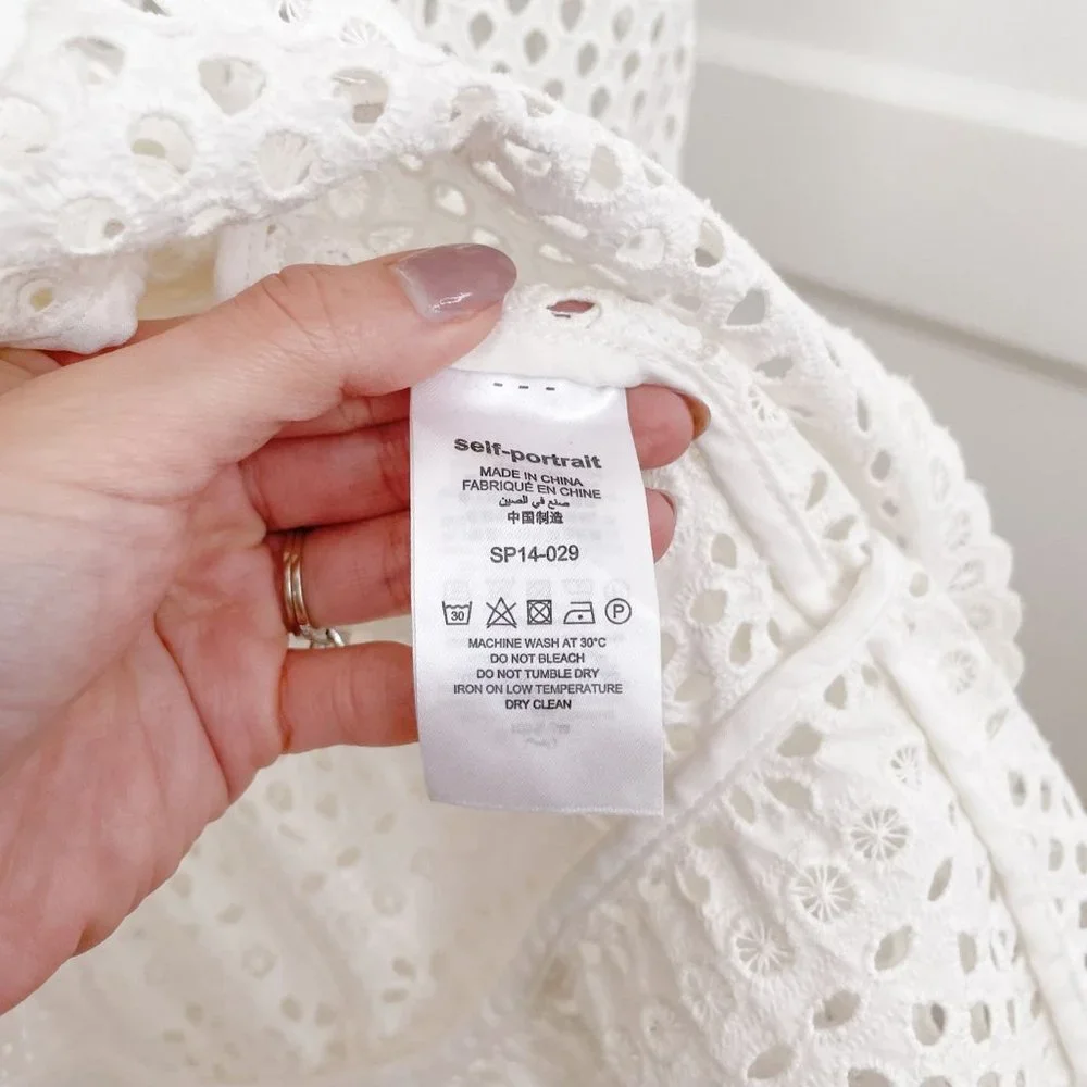 Self-Portrait White Bea Embroidered Eyelet Cutout Bridal Midi Dress US Size 8 - Picture 8 of 9